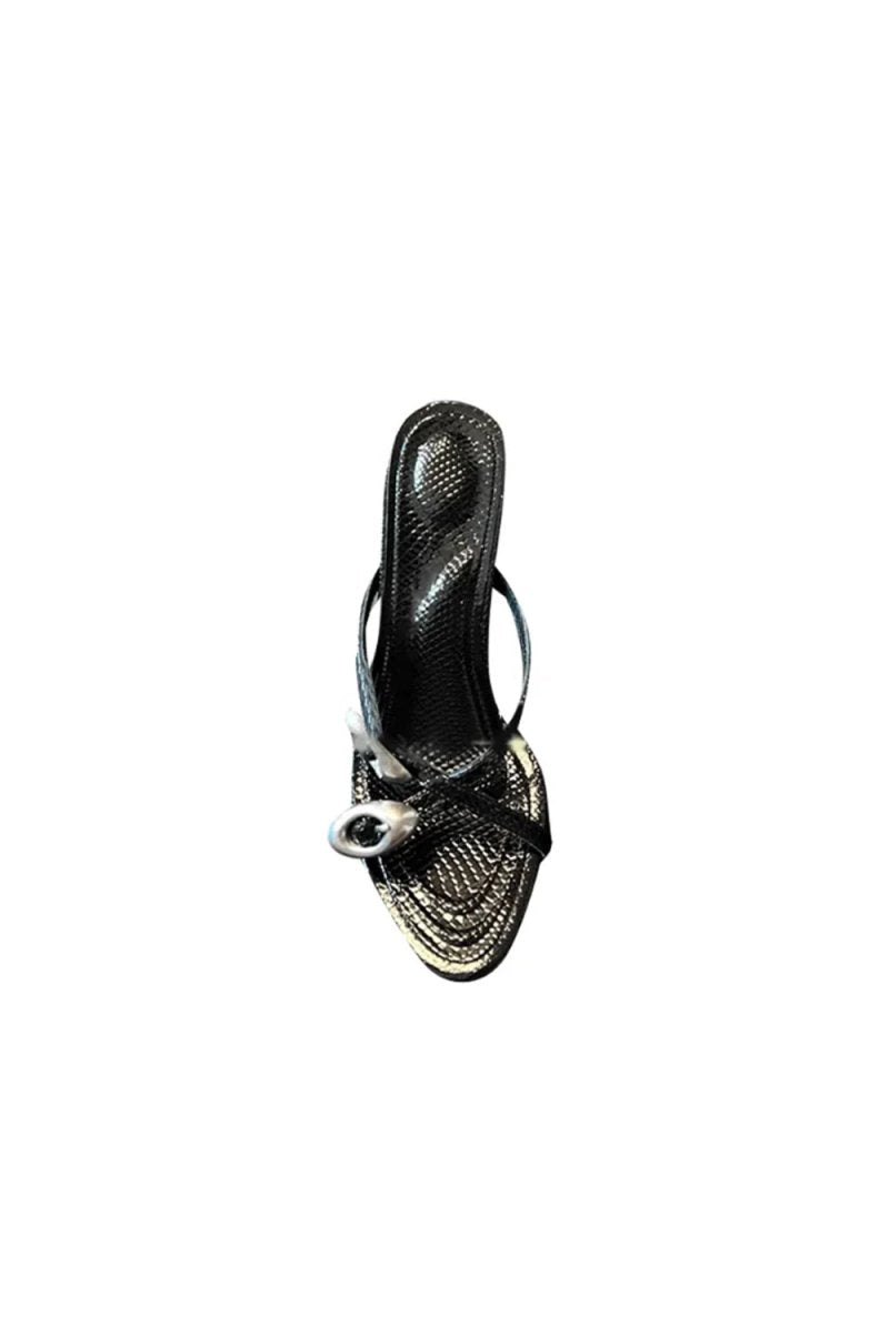 Orange Metal Embellished Mules Sandals - KissProm