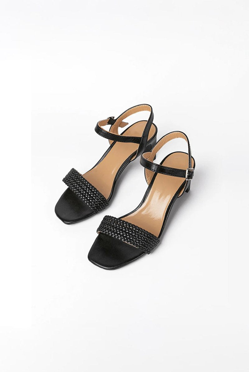 Outdoor Sandals Peep Toe Chunky Heel Fashion Shoes With Buckle Braided Strap - KissProm