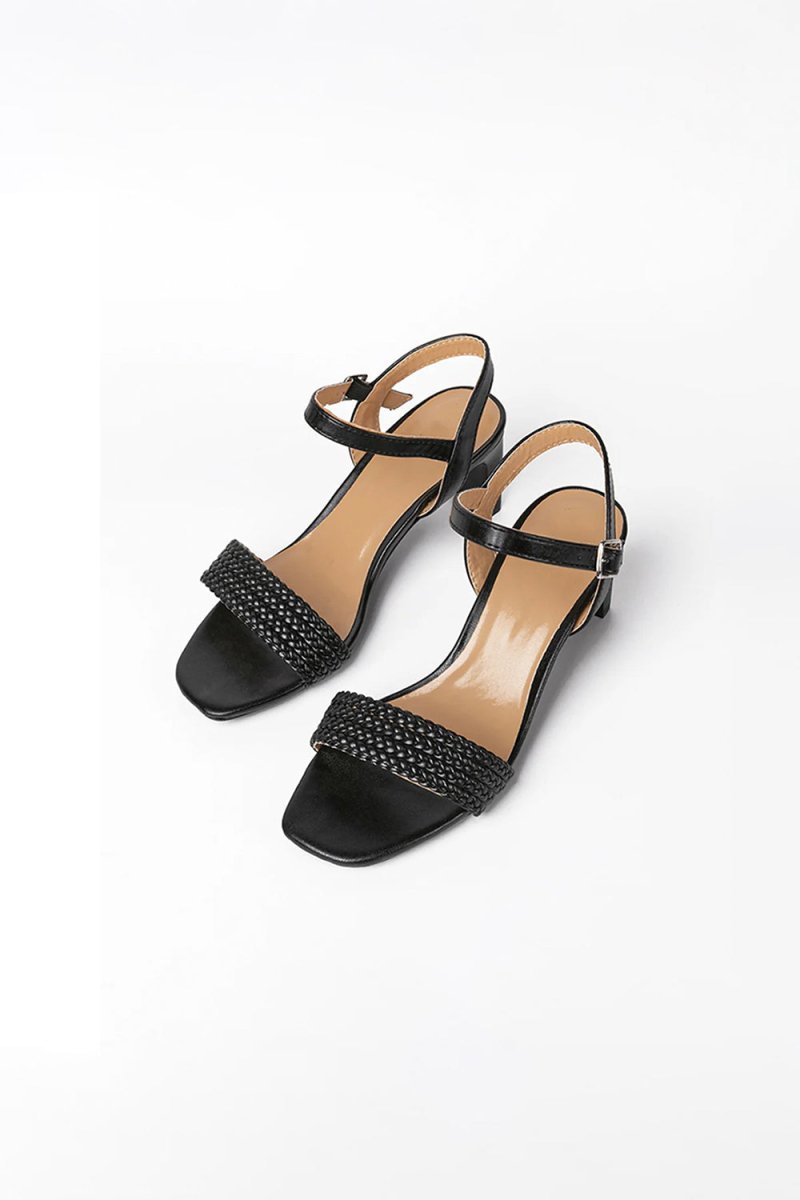 Outdoor Sandals Peep Toe Chunky Heel Fashion Shoes With Buckle Braided Strap - KissProm