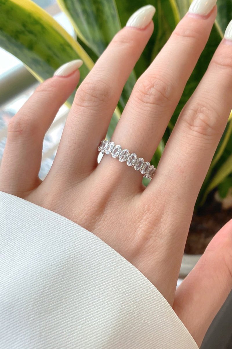 Oval Zircons Sterling Silver 18K Gold Plated Infinity Ring - KissProm