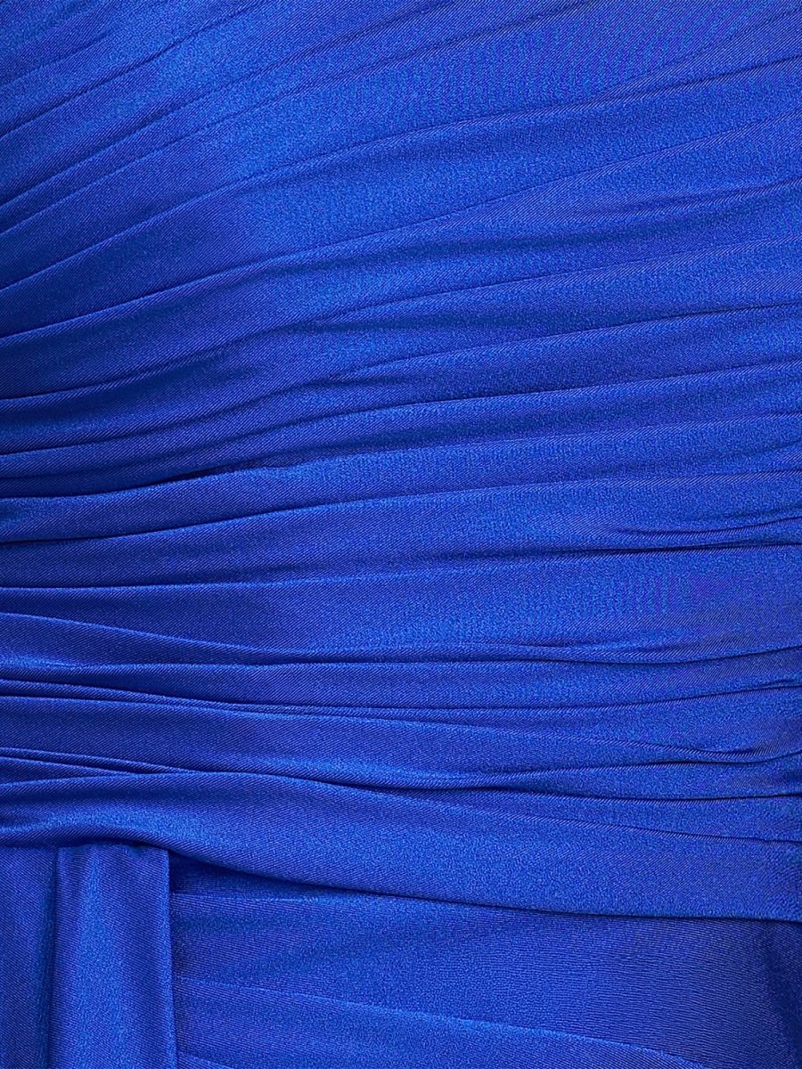 Pali | Royal Blue - Sheath One Shoulder Pleated Satin Homecoming Dress with Drape