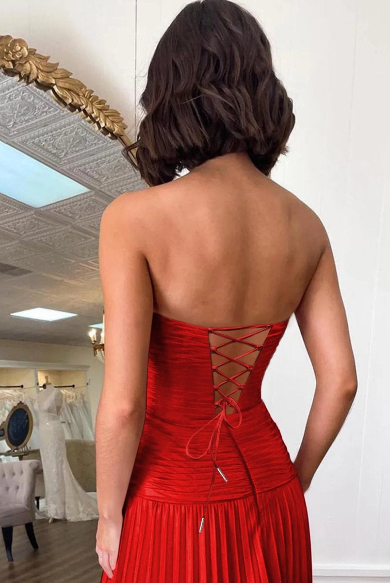 Paolaine | Red - A-Line Sweetheart Cutout Pleated Chiffon Homecoming Dresses