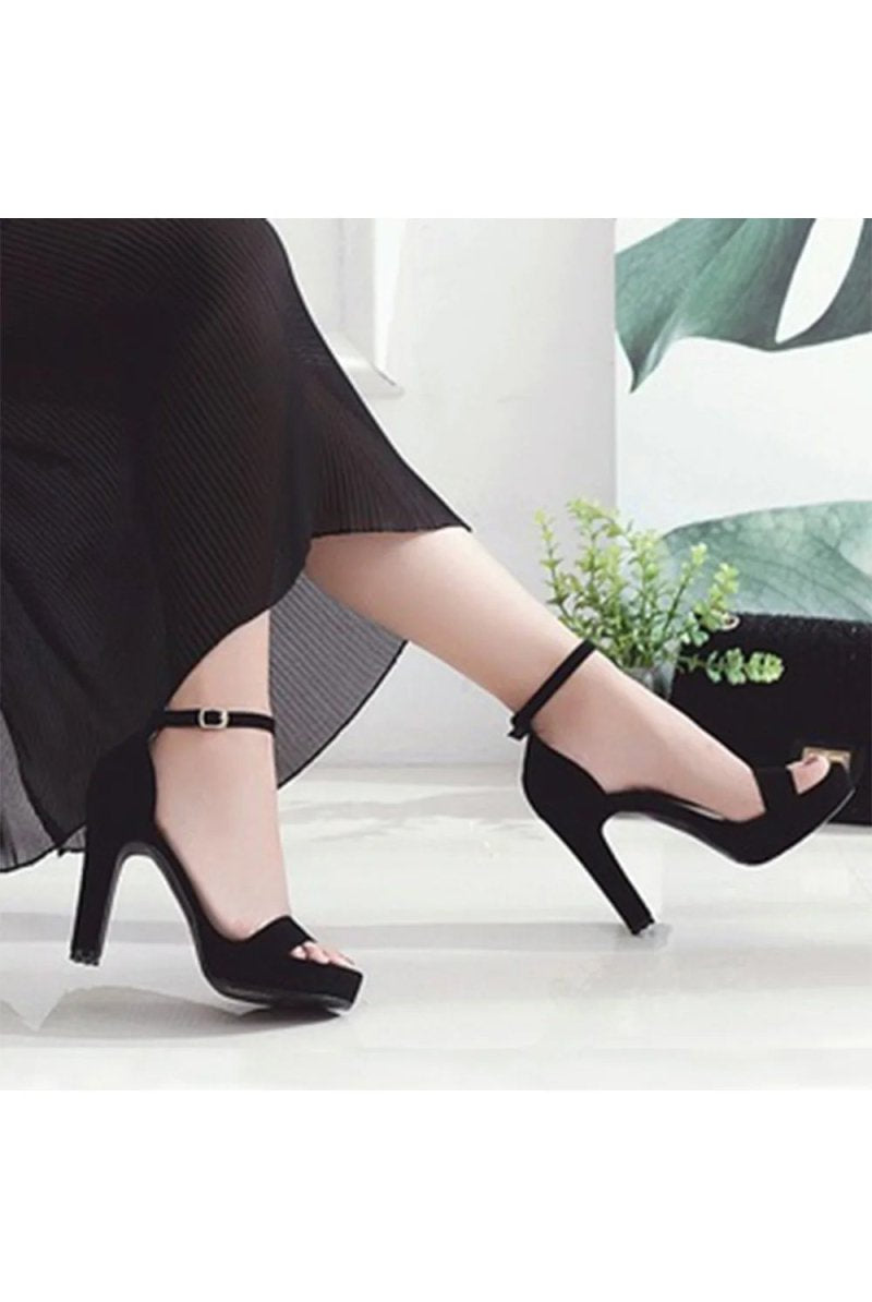 Party Peep Toe Platform Sandals Suede with Buckle Ankle Strap Evening Fashion Shoes - KissProm