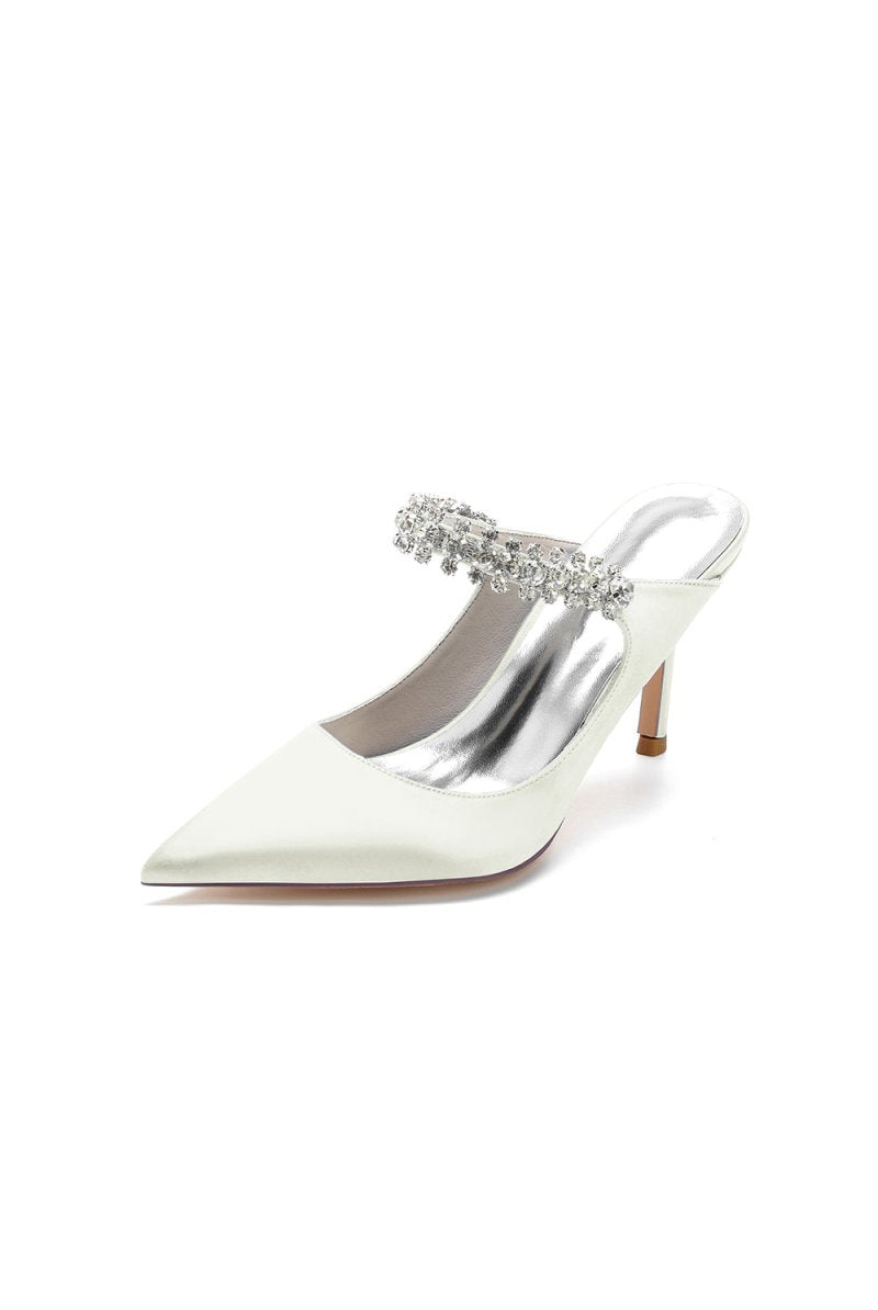 Party Pointed Toe Crystal Strap High Heels - KissProm