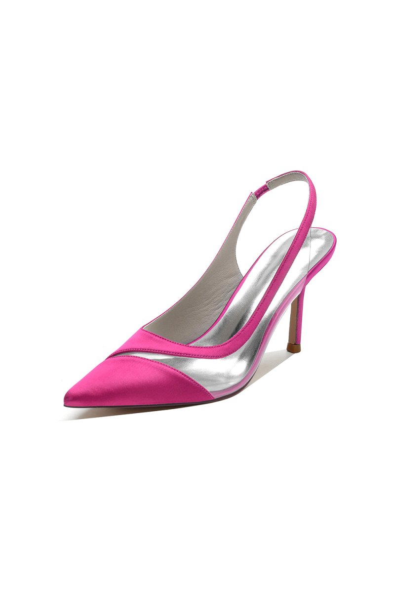 Party Pointed Toe Slingback Strap High Heels - KissProm