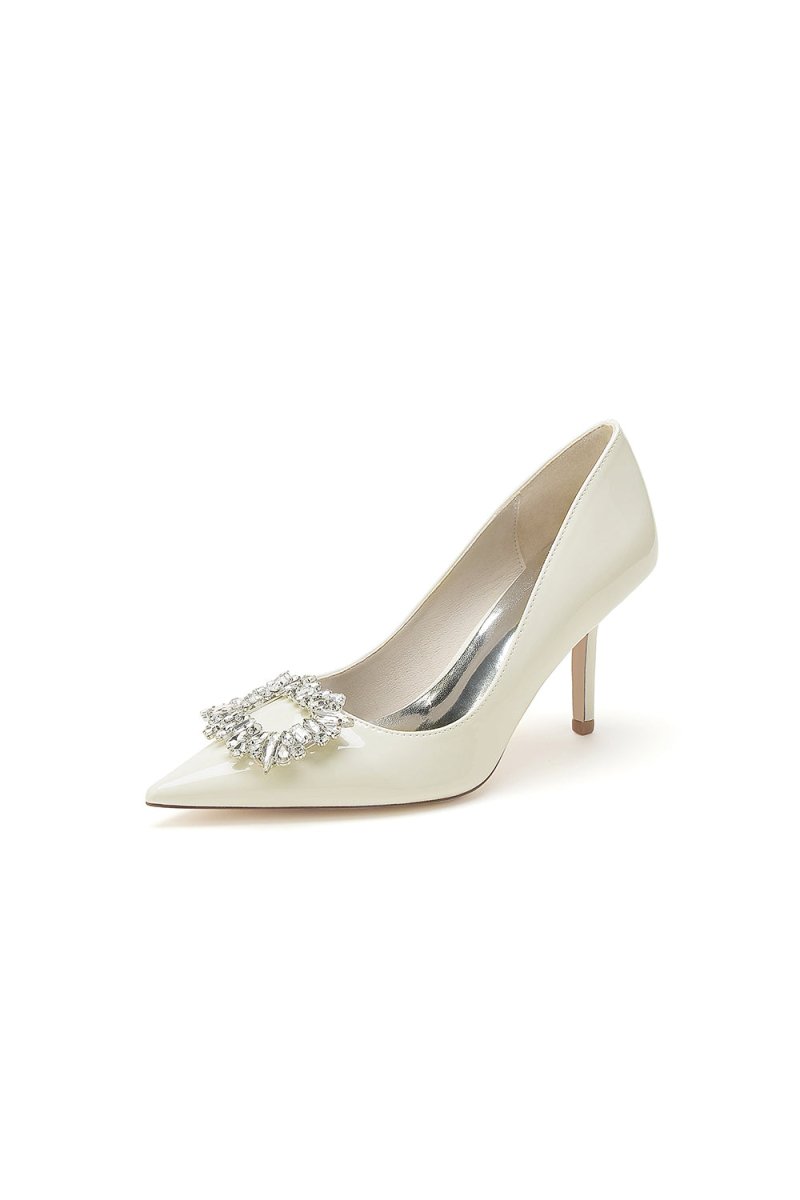 Patent Leather Wedding Shoes with Rhinestone - KissProm