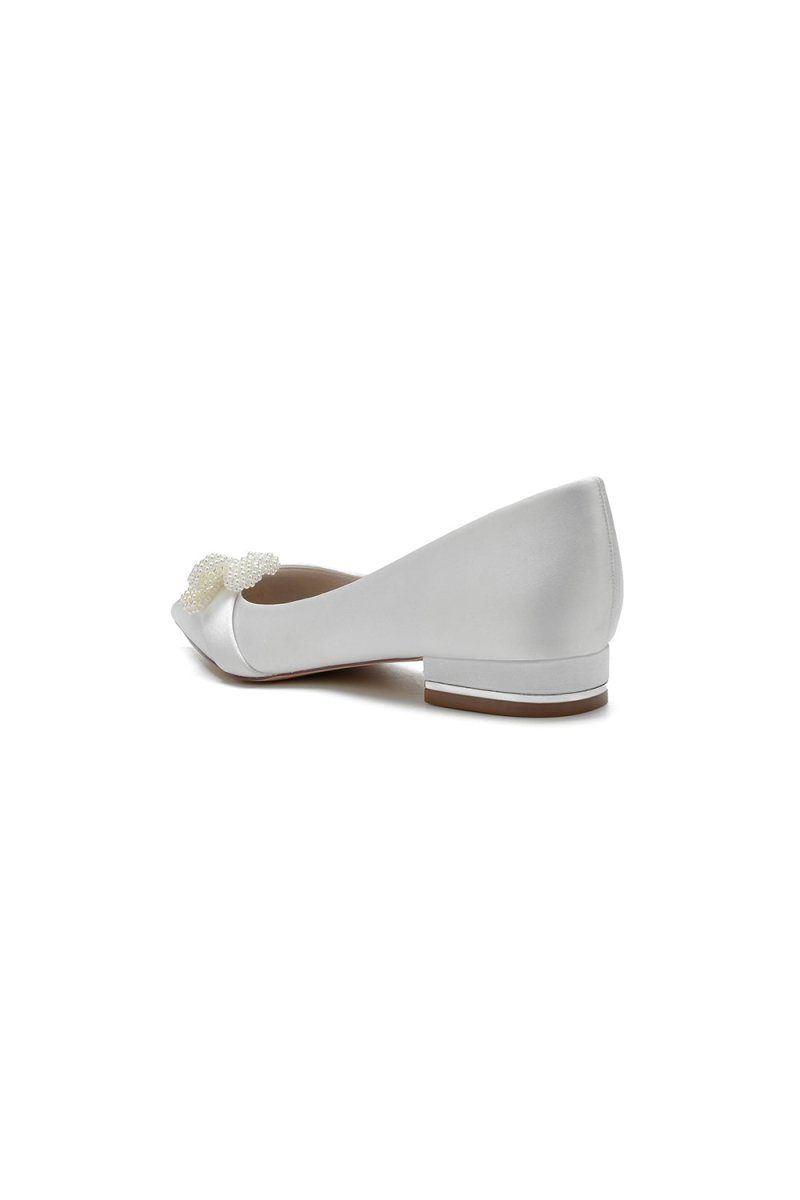 Pearl Flower Cocktail Pointed Toe Flats - KissProm