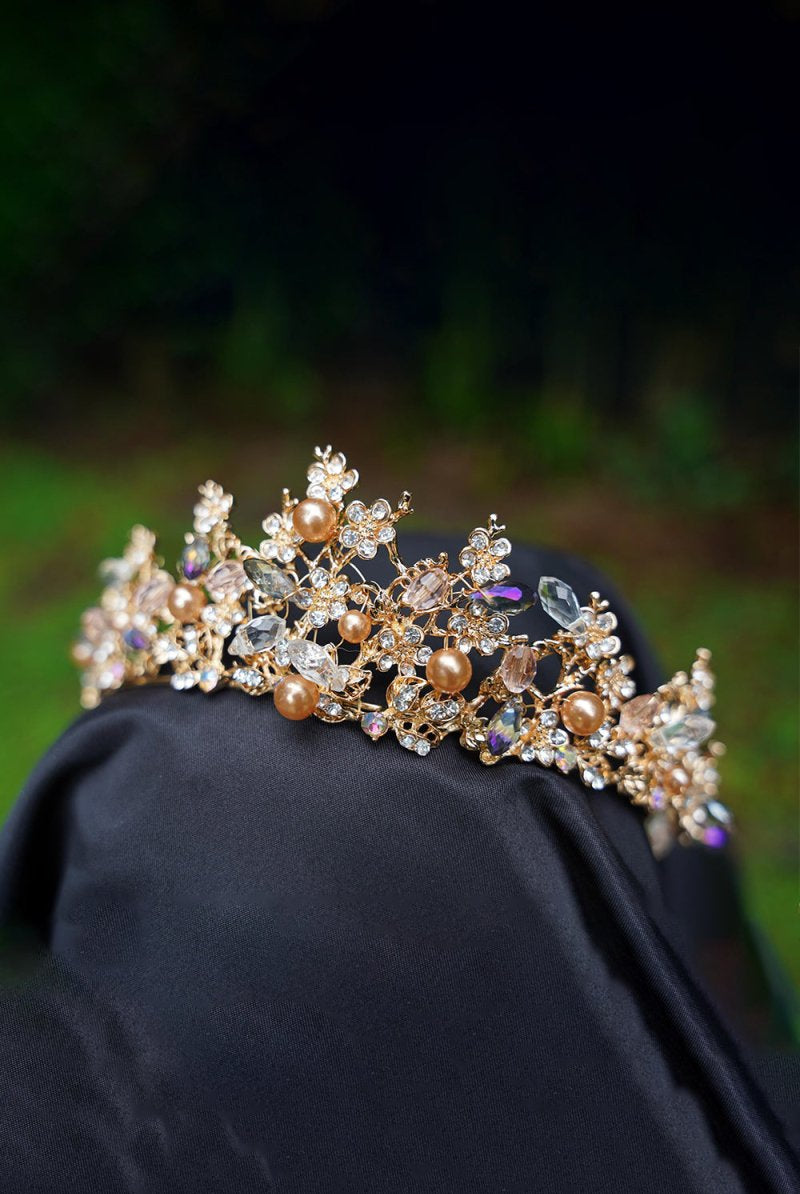 Pearl Gold Woodland Tiara - KissProm