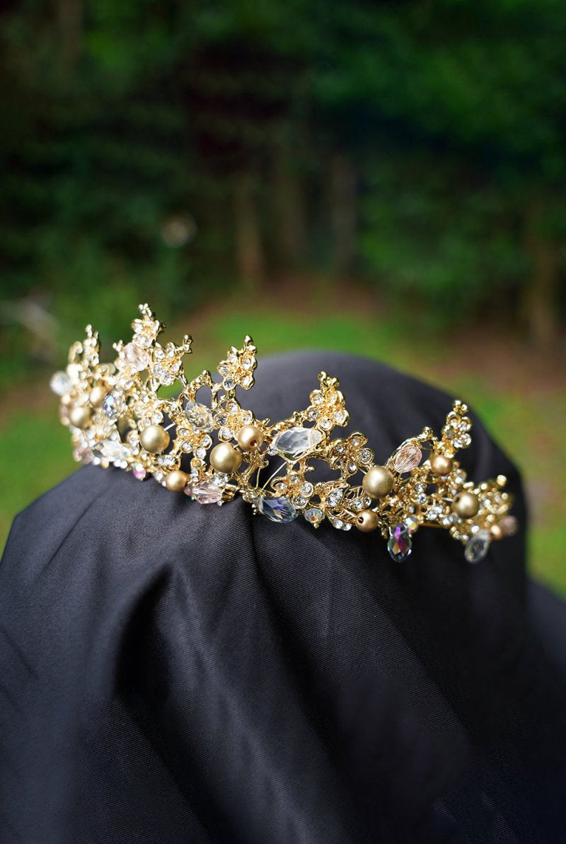 Pearl Gold Woodland Tiara - KissProm