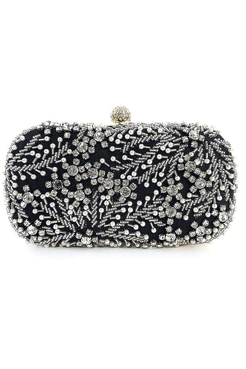 Pearl Rhinestone Beaded Square Handbag - KissProm