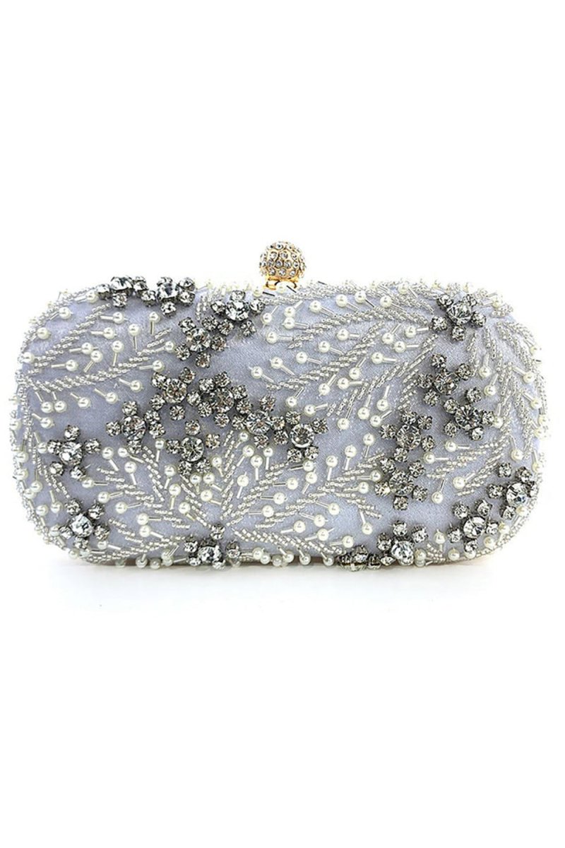 Pearl Rhinestone Beaded Square Handbag - KissProm