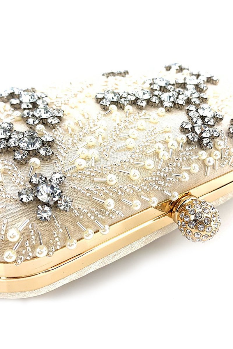 Pearl Rhinestone Beaded Square Handbag - KissProm