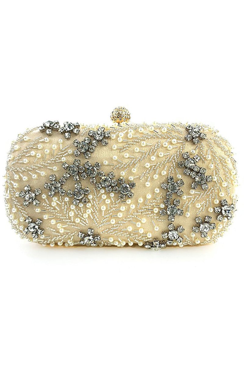 Pearl Rhinestone Beaded Square Handbag - KissProm
