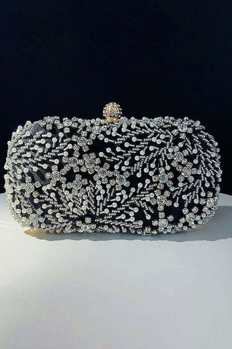 Pearl Rhinestone Beaded Square Handbag - KissProm