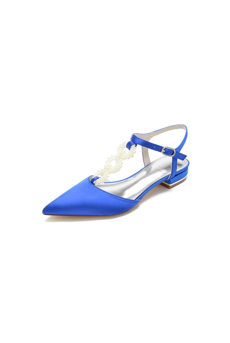 Pearl Strap Pointed Toe Flats - KissProm