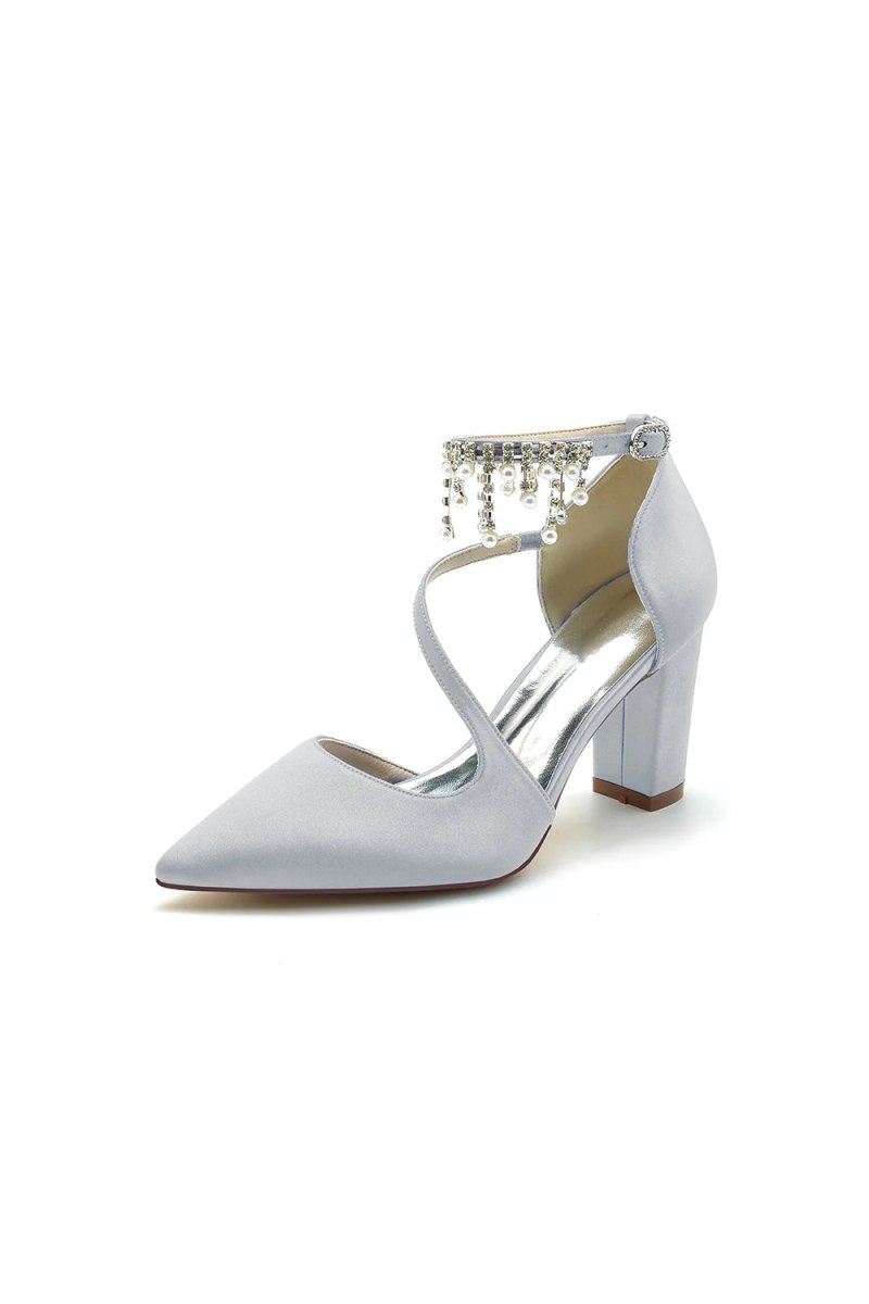 Pearl Tassel Block Heel Sandals - KissProm