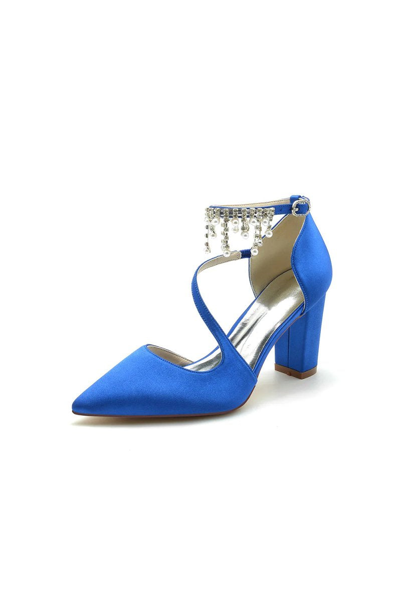 Pearl Tassel Block Heel Sandals - KissProm