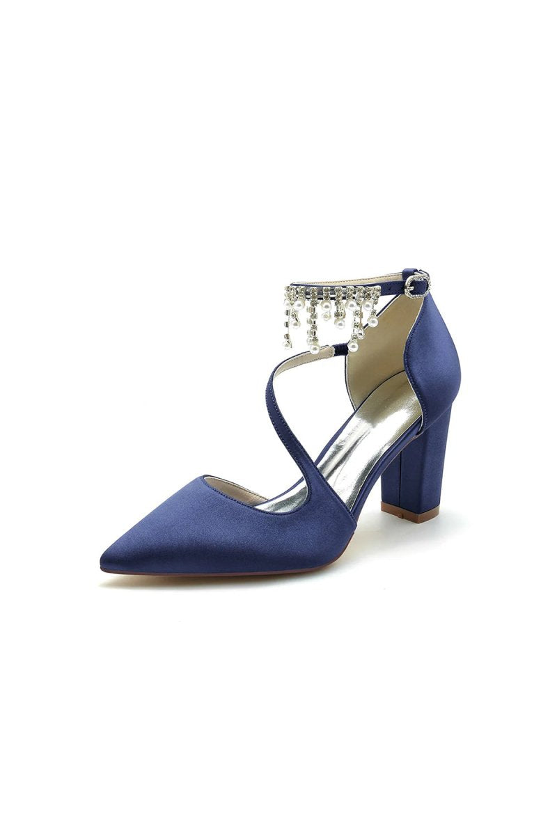 Pearl Tassel Block Heel Sandals - KissProm