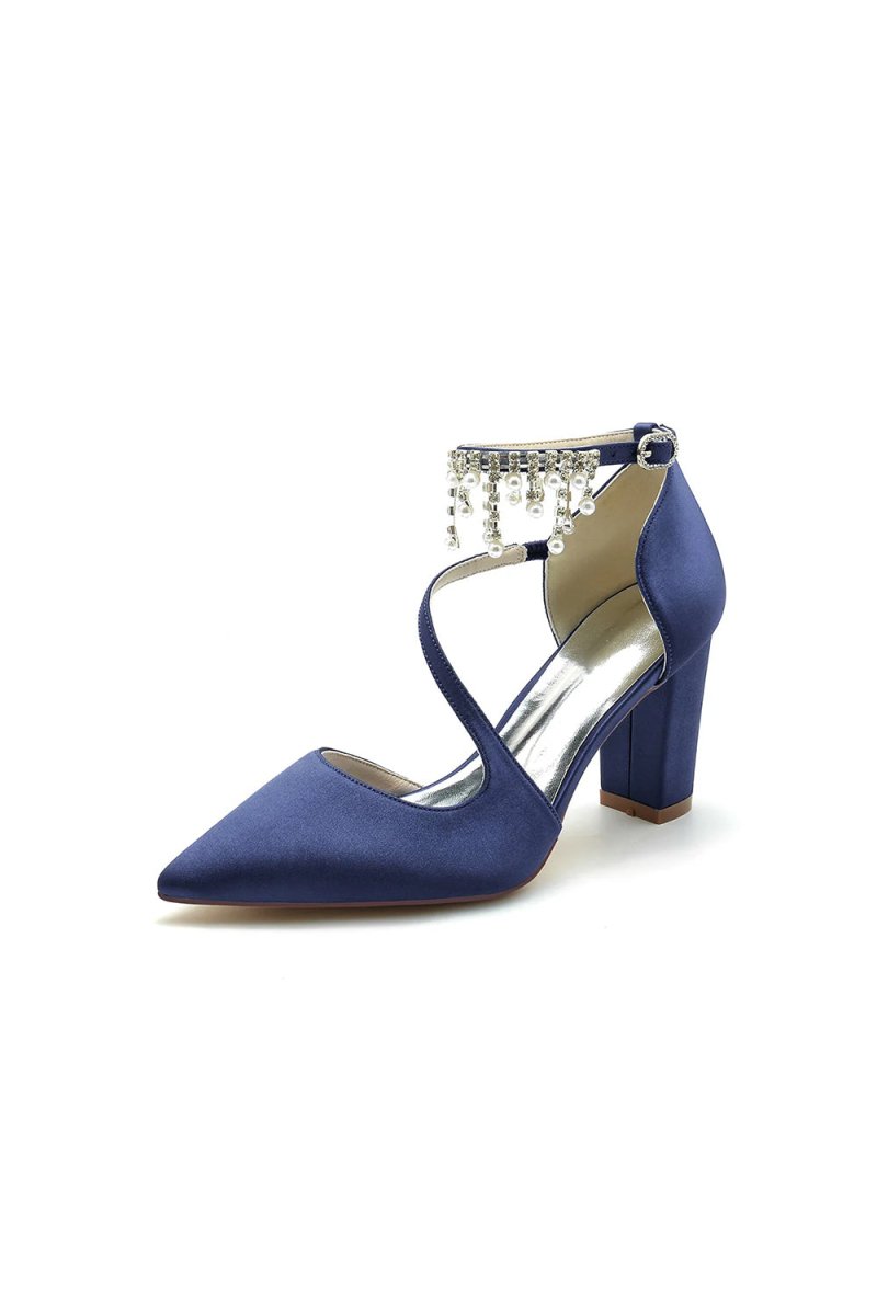 Pearl Tassel Block Heel Sandals - KissProm