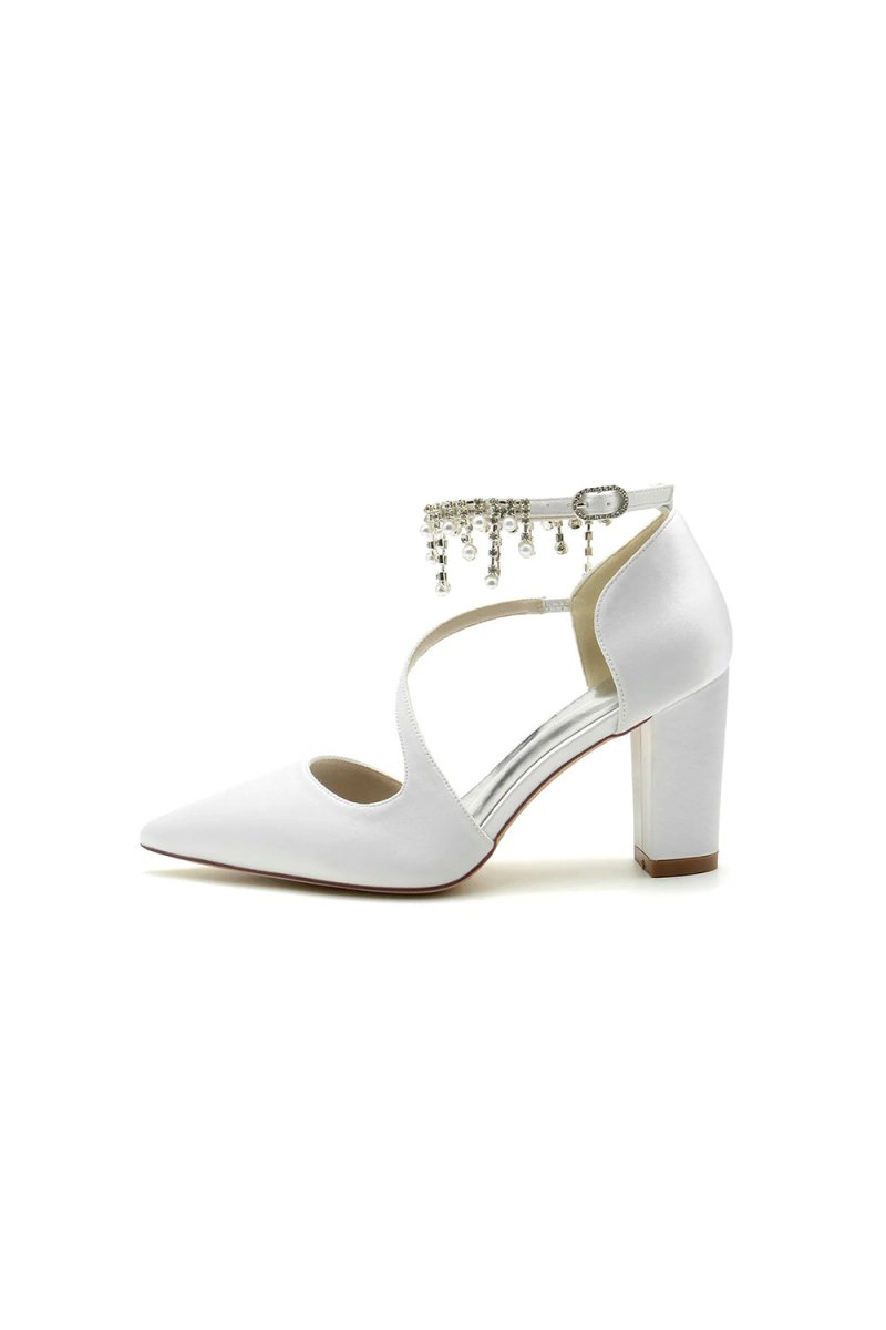 Pearl Tassel Block Heel Sandals - KissProm