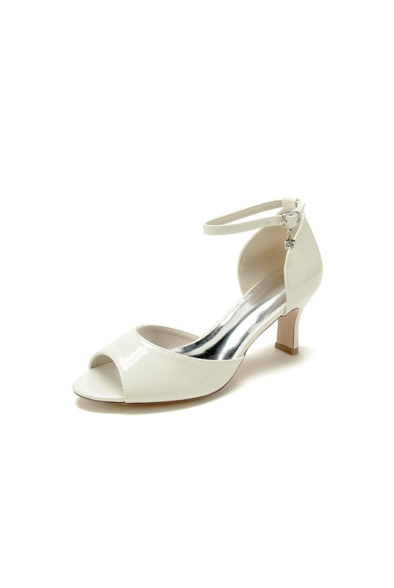 Peep Toe Ankle Strap Buckle Wedding Shoes - KissProm