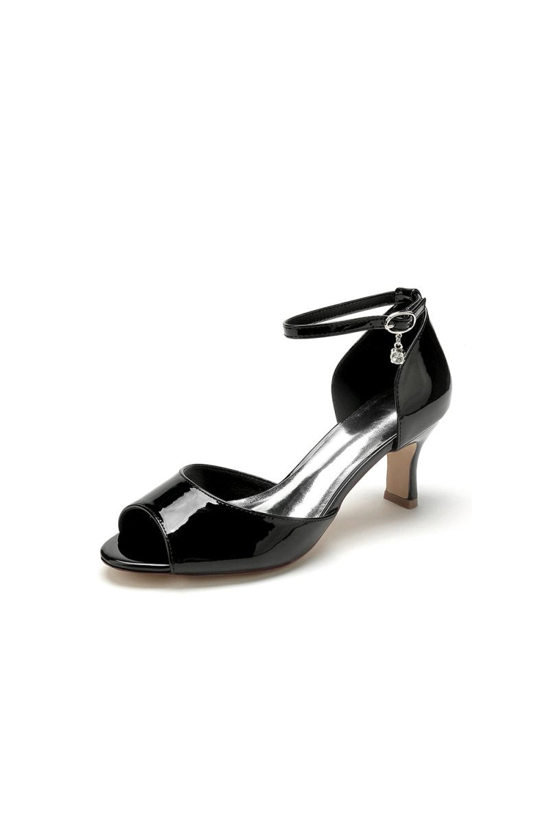 Peep Toe Ankle Strap Buckle Wedding Shoes - KissProm