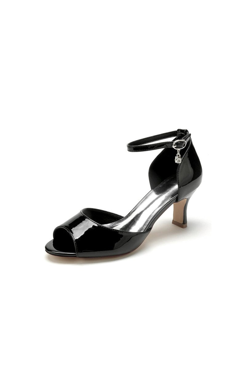 Peep Toe Ankle Strap Buckle Wedding Shoes - KissProm