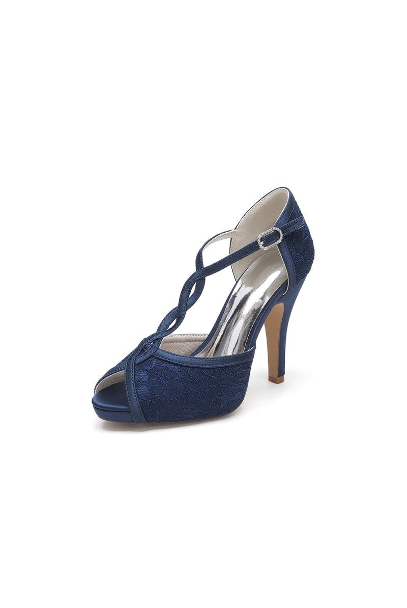 Peep Toe High Heel Shoes Ankle Strap - KissProm