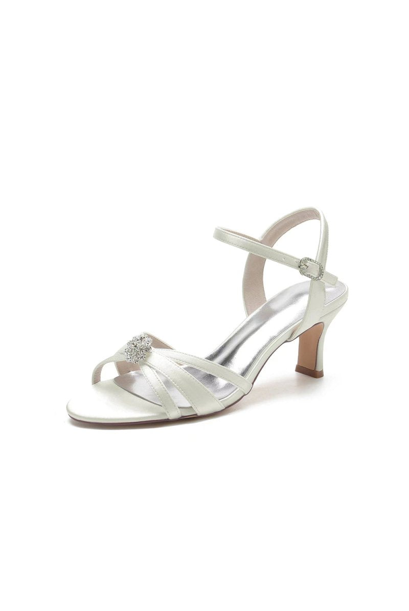 Peep Toe Imitated Silk Chunky Heels - KissProm