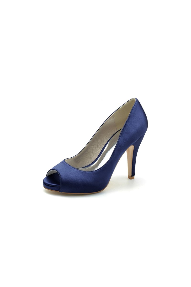 Peep Toe Slip-on Satin Stiletto Heels