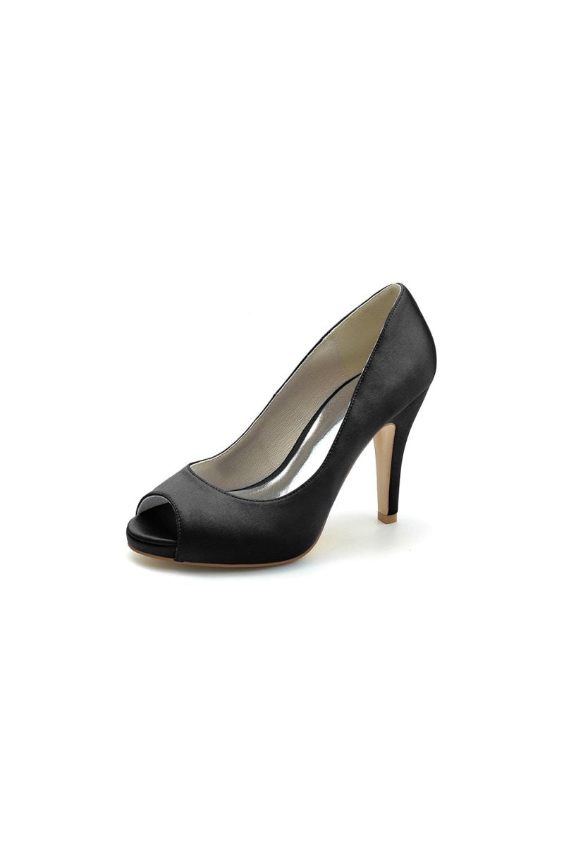 Peep Toe Slip-on Satin Stiletto Heels