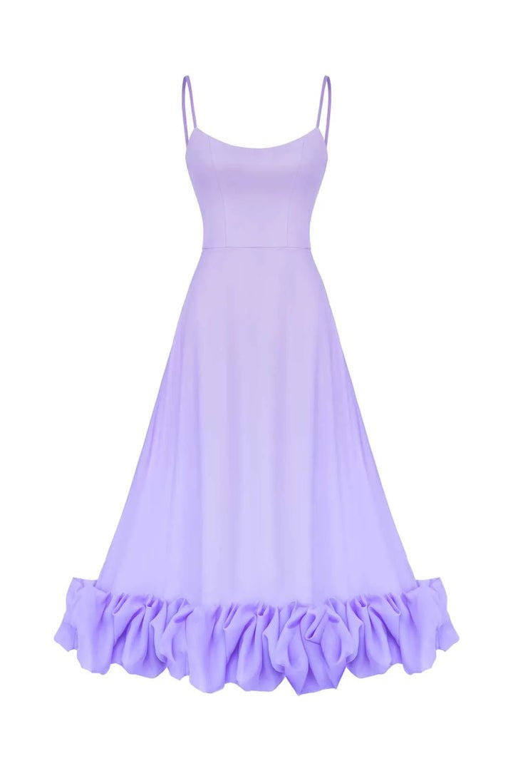 Percival | A Line Satin White Long Prom Dresses with Ruffles