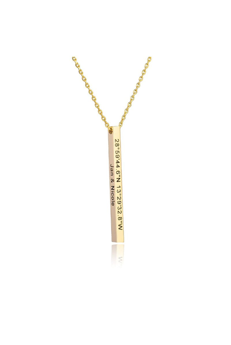 Personalized Gift 3D Bar Dimensional Pendant Necklaces - KissProm