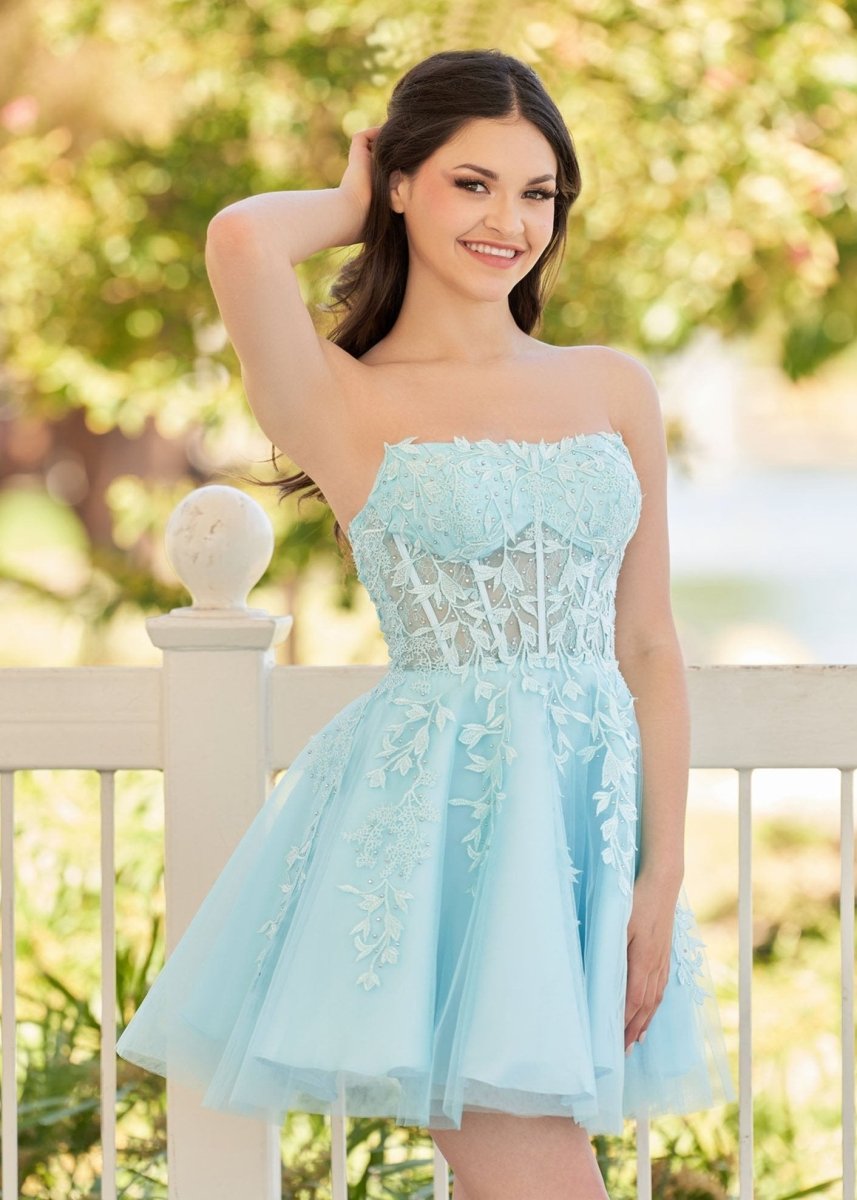 Petunia |A - Line Tulle Lace Homecoming Dress with Appliques - KissProm