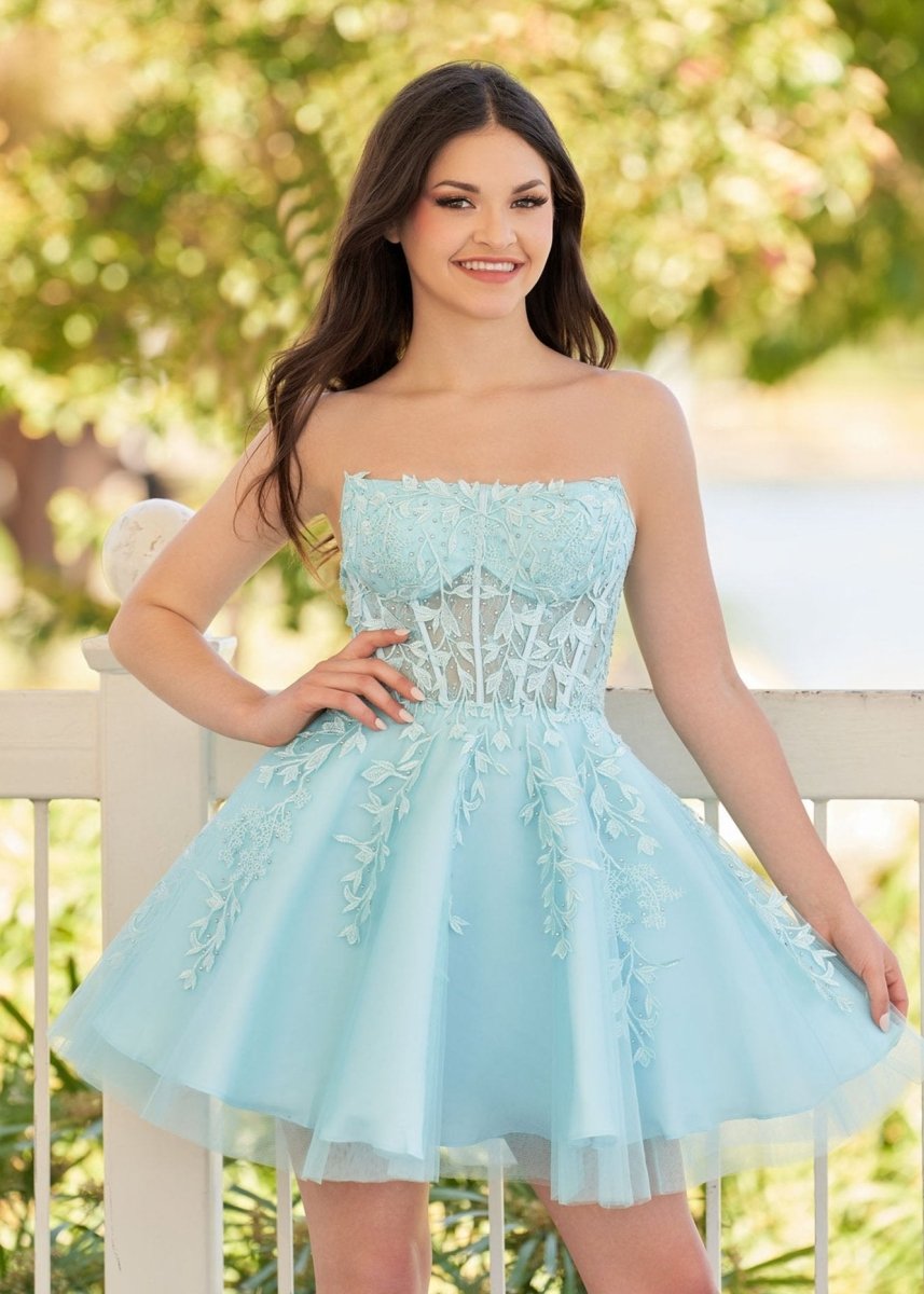 Petunia |A - Line Tulle Lace Homecoming Dress with Appliques - KissProm