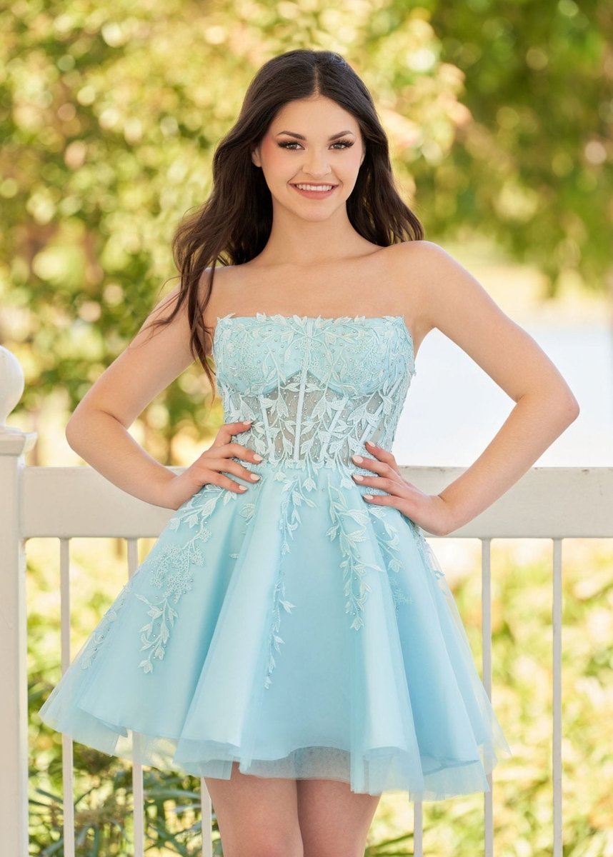 Petunia |A - Line Tulle Lace Homecoming Dress with Appliques - KissProm