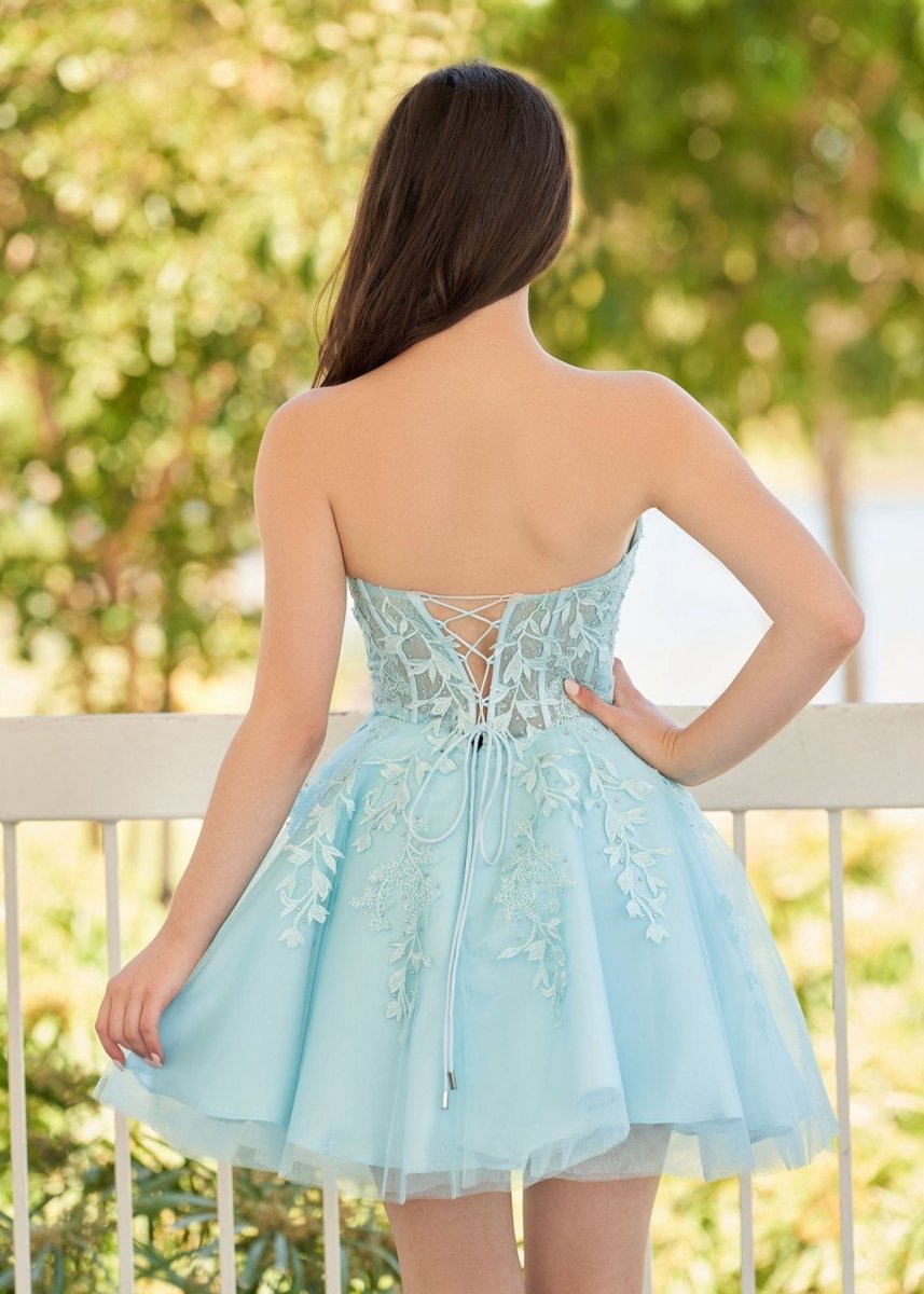 Petunia |A - Line Tulle Lace Homecoming Dress with Appliques - KissProm
