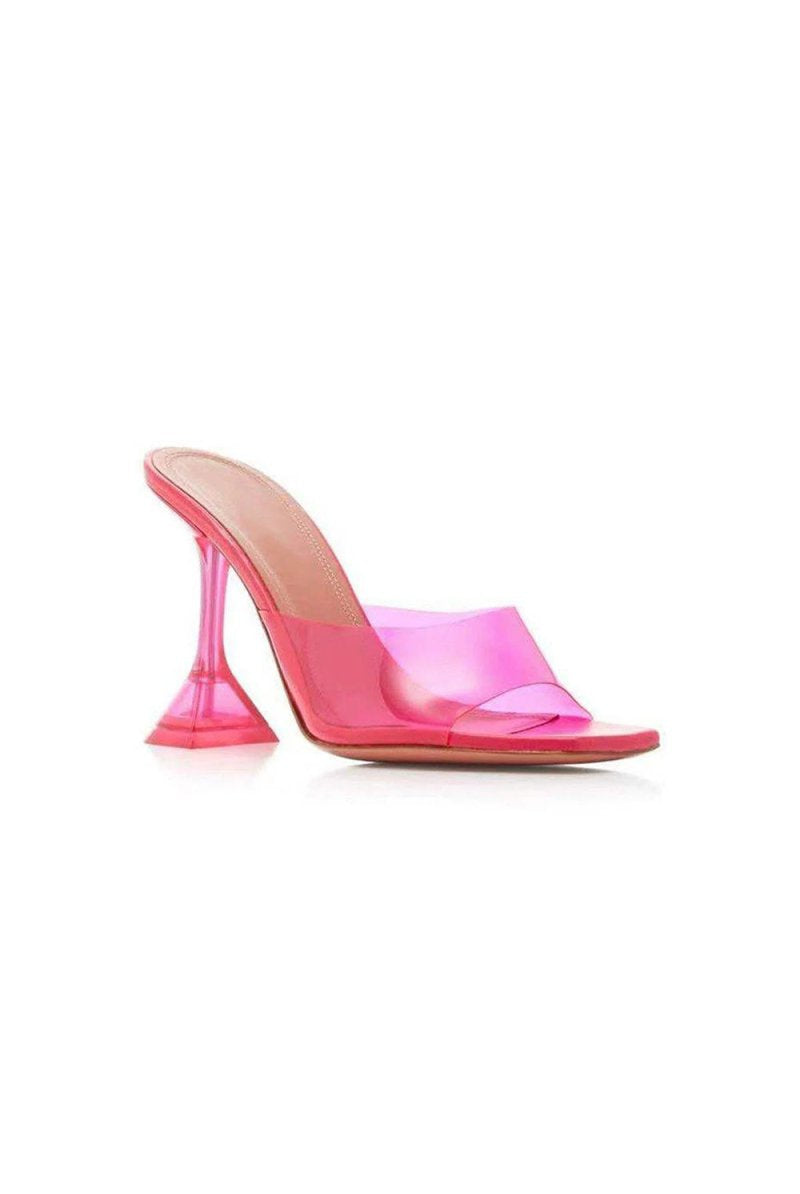 Pink High Heel Naked Mules Sandals - KissProm