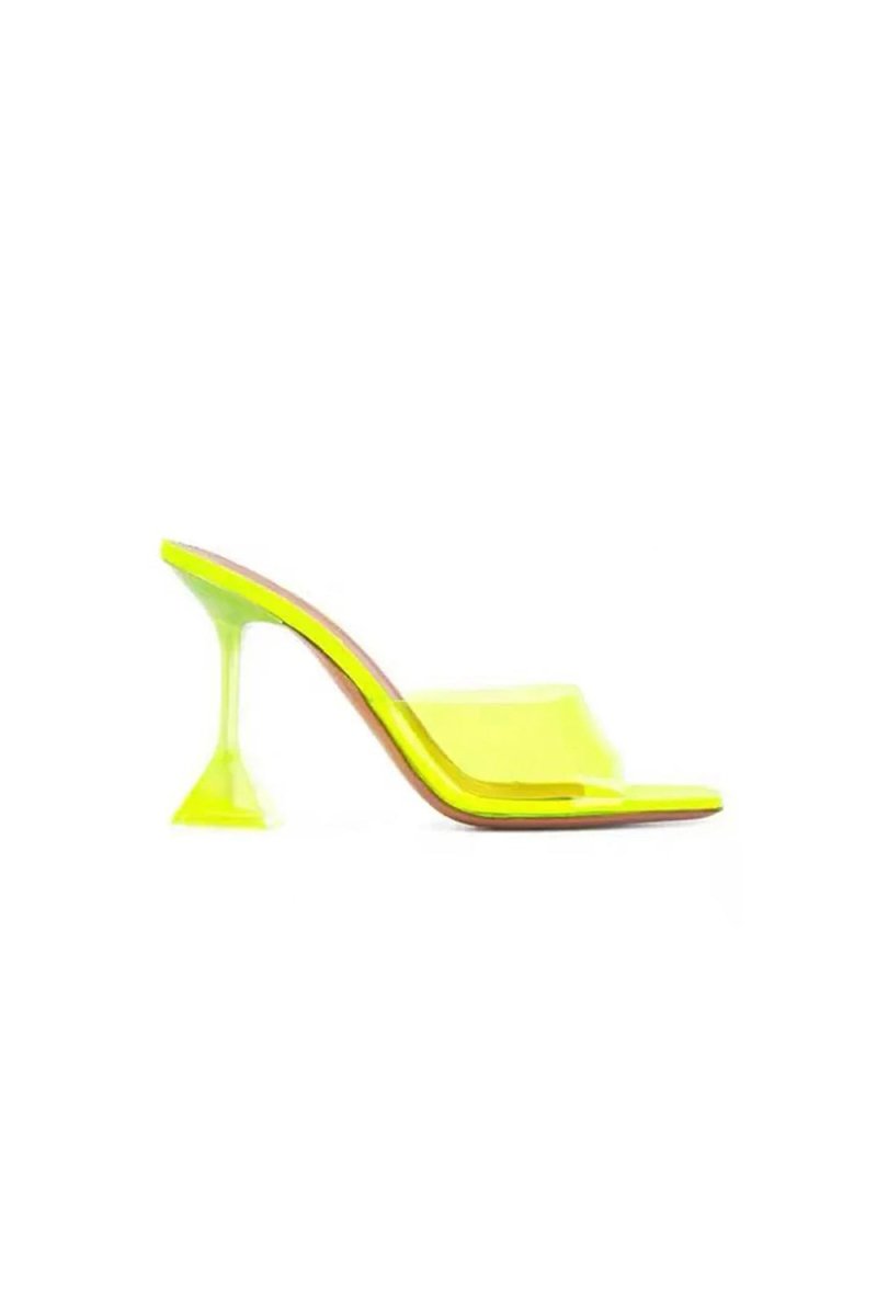 Pink High Heel Naked Mules Sandals - KissProm