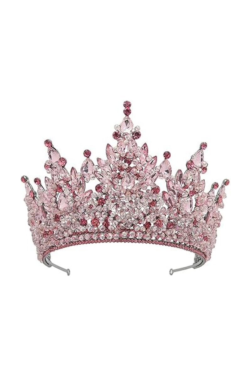 Pink Rhinestone Queen Tiara - KissProm