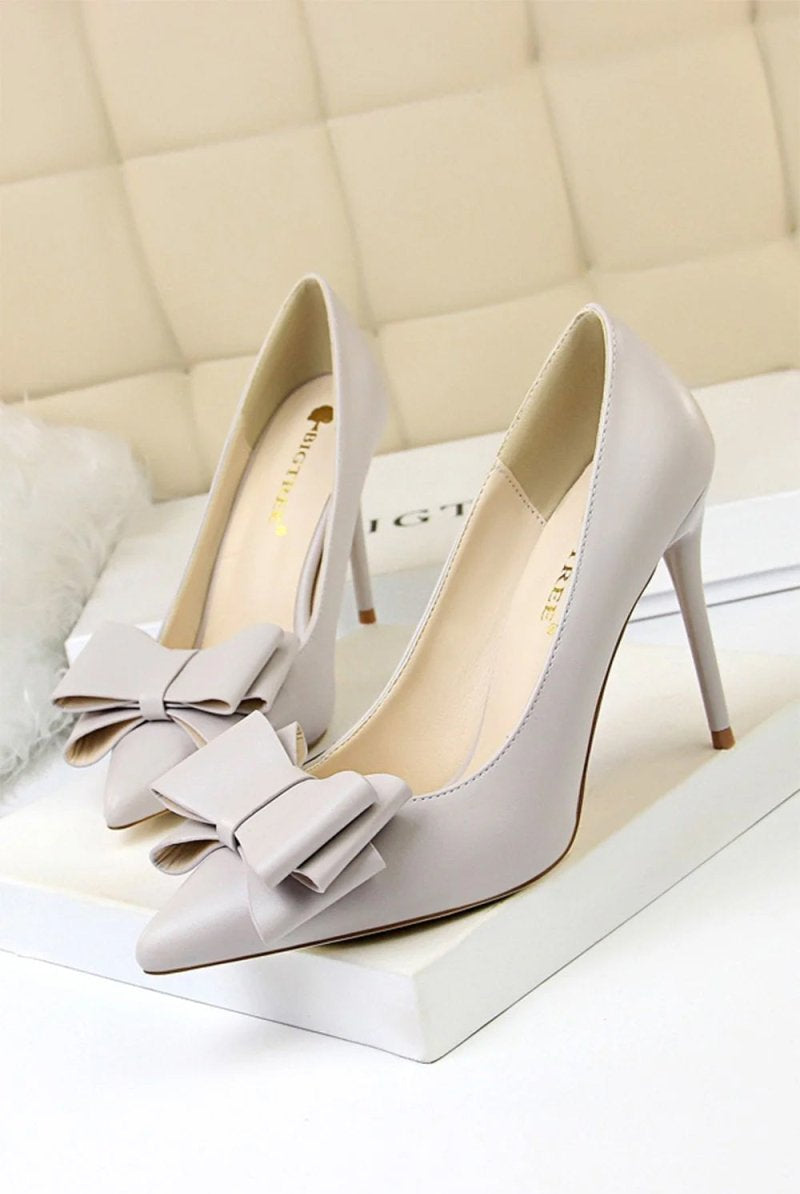 Pink Stiletto Pointy Heels with Bows