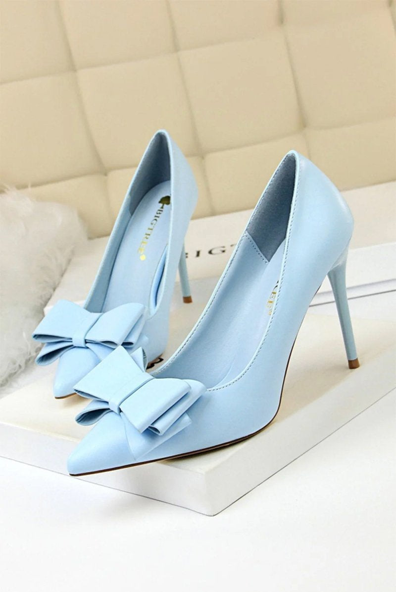 Pink Stiletto Pointy Heels with Bows