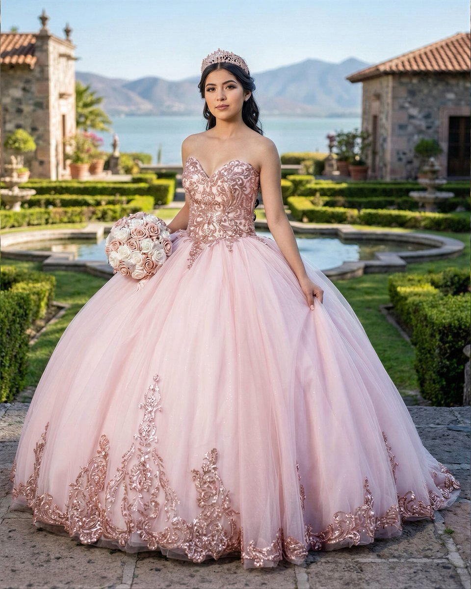 Pink Sweetheart Neckline Quinceanera Ball Gown Dress Pink / 22 Pink Sweetheart Neckline Quinceanera Ball Gown Dress Pink / 22