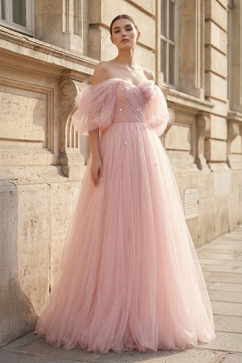 Pink Tulle Floor Length Prom Dress, Cute A-Line Evening Party Dress Pink / Custom Size Pink Tulle Floor Length Prom Dress, Cute A-Line Evening Party Dress Pink / Custom Size