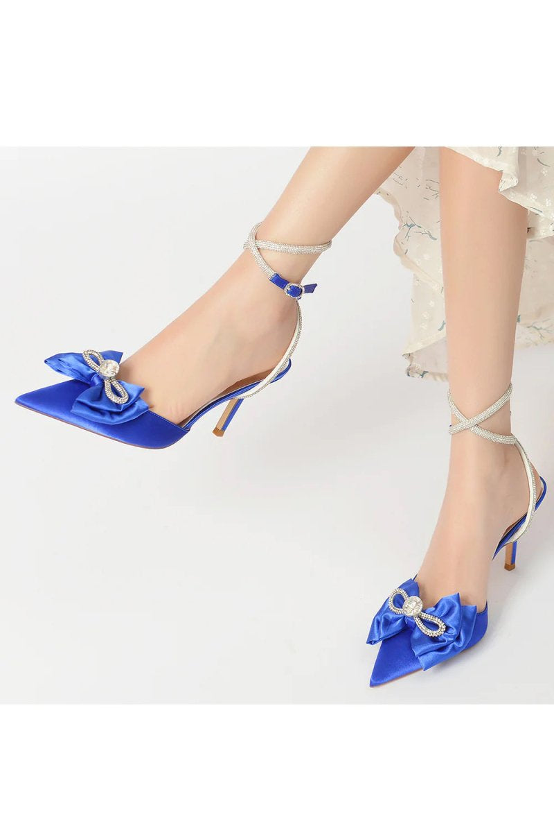 Pointed Toe Heels with Ribbon Bow - KissProm