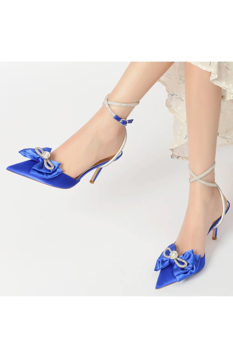 Pointed Toe Heels with Ribbon Bow - KissProm