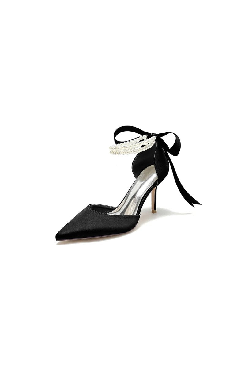Pointed Toe Party Shoes with Ribbon Tie - KissProm