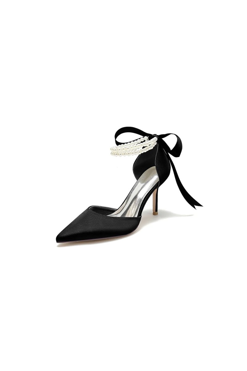 Pointed Toe Party Shoes with Ribbon Tie - KissProm