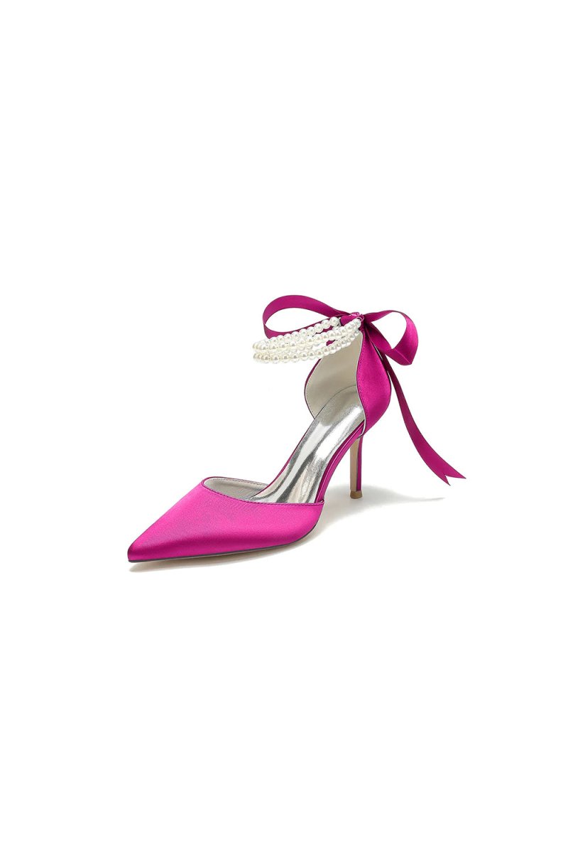 Pointed Toe Party Shoes with Ribbon Tie - KissProm