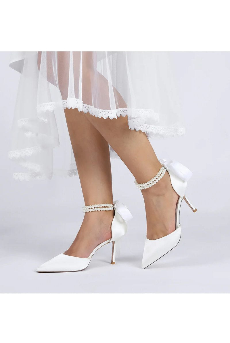 Pointed Toe Party Shoes with Ribbon Tie - KissProm